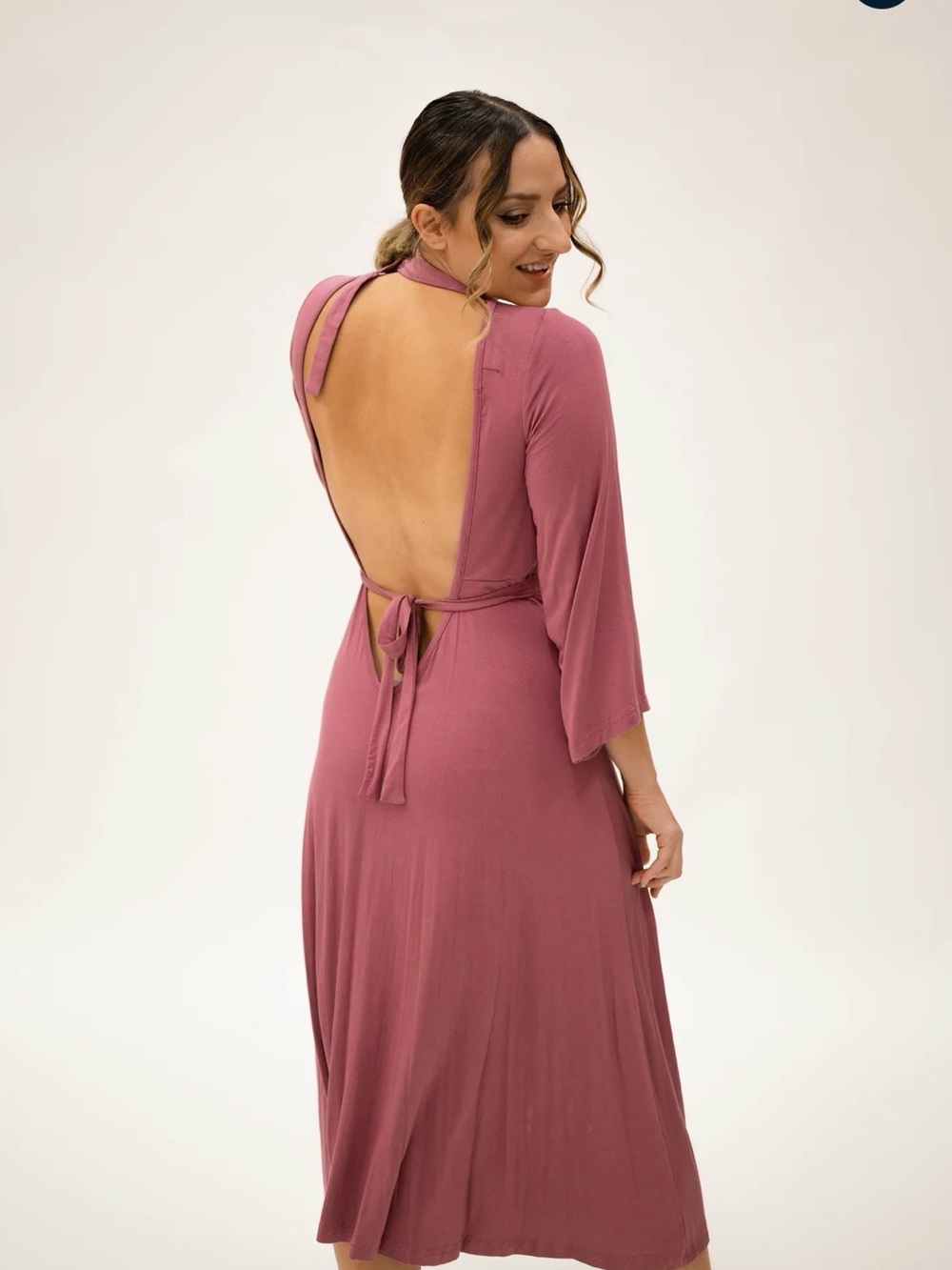 LILA LABOR & POSTPARTUM GOWN IN DUSTY ROSE - Picture 2 of 4